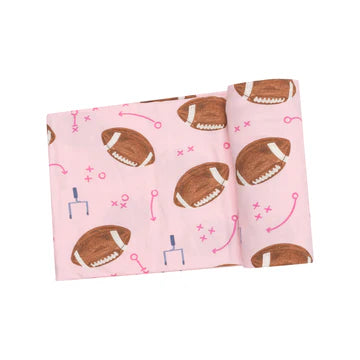 SWADDLE BLANKET - FOOTBALLS PINK